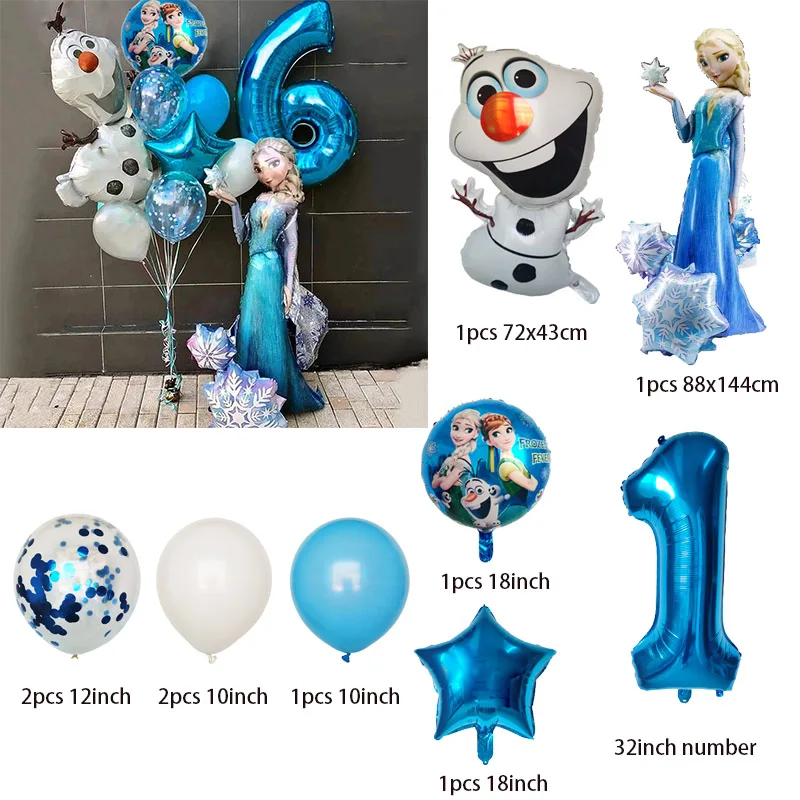 1Set Large Fronzen 3D Elsa Anna Foil Balloons Birthday Party Decoration Olaf Snow Air Globos Baby Shower Party Supplies Kids Toy