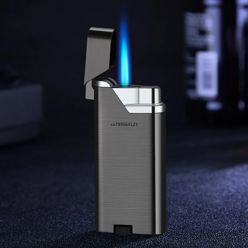 2023 New Metal Direct Charge Windproof Lighter Cool Blue Flame Inflatable Lighter Men\'s High end Gift Smoking Accessories Gadget