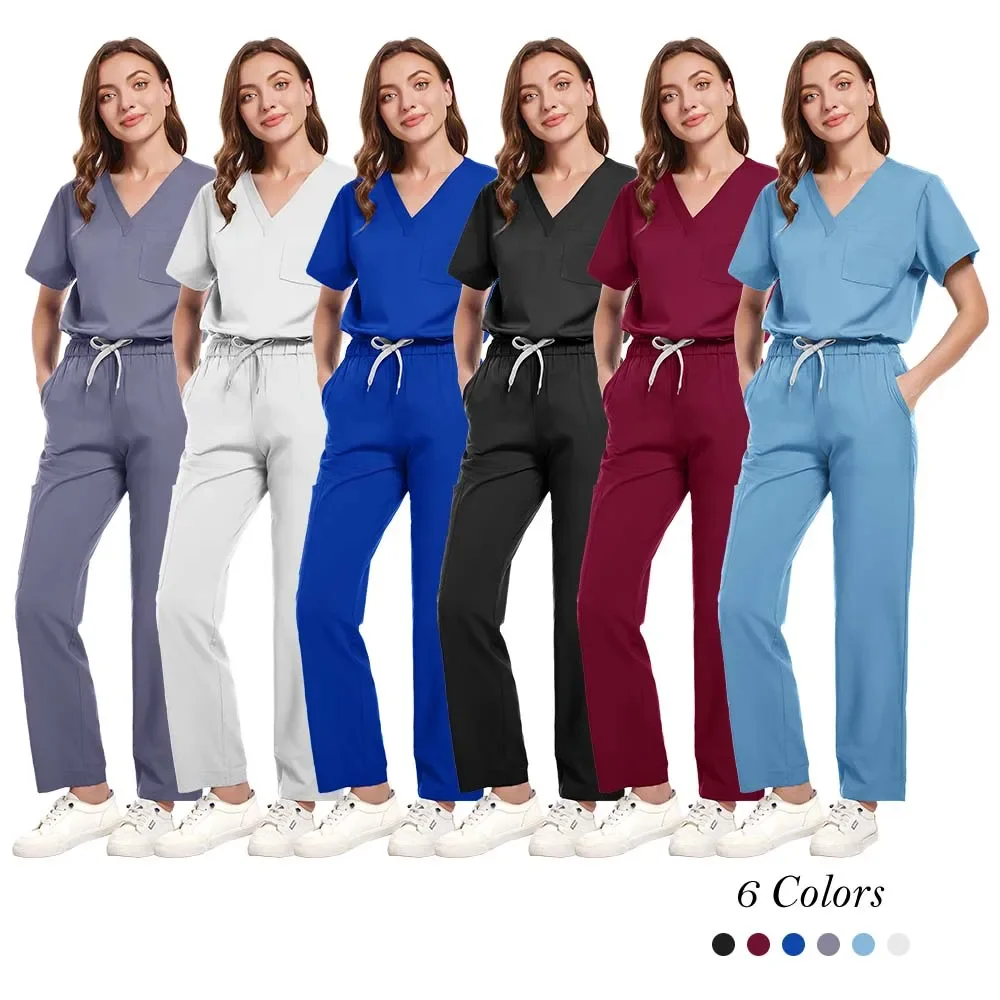 

Pet Grooming Institution Scrubs Set High Quality Spa Uniforms Unisex V-Neck Work Clothes Medical Suits Clothes Scrubs Tops Pants