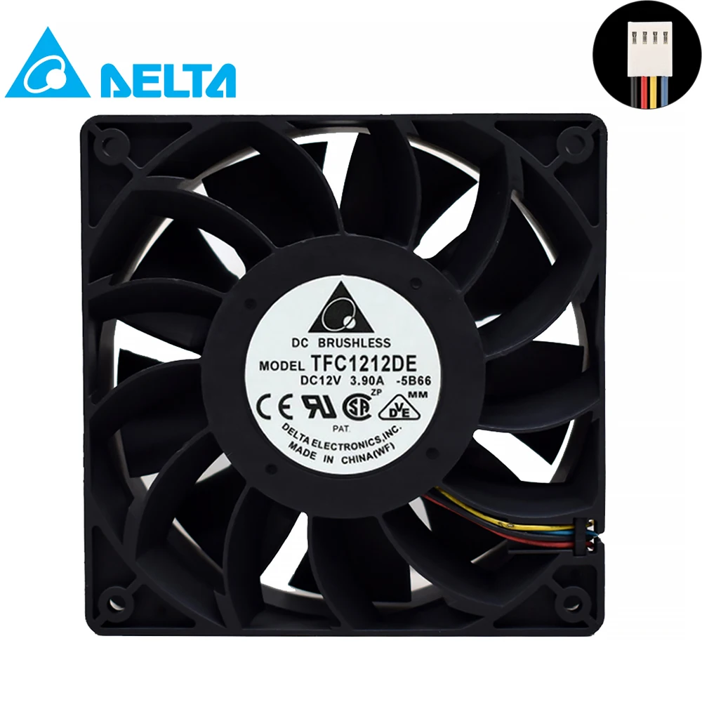 

TFC1212DE ADDA 120mm DC 12V 5200RPM 252CFM For Bitcoin Miner Powerful Server Case AXIAL cooling Fan