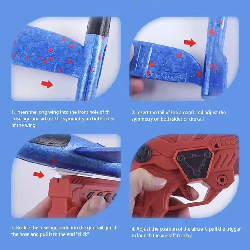 طائرة رغوية متوهجة 10 متر قاذفة طرد الطائرات مسدس طائرات لعبة مسدس هواء للأطفال في الهواء الطلق لعبة فقاعة نموذج اطلاق النار الطيران