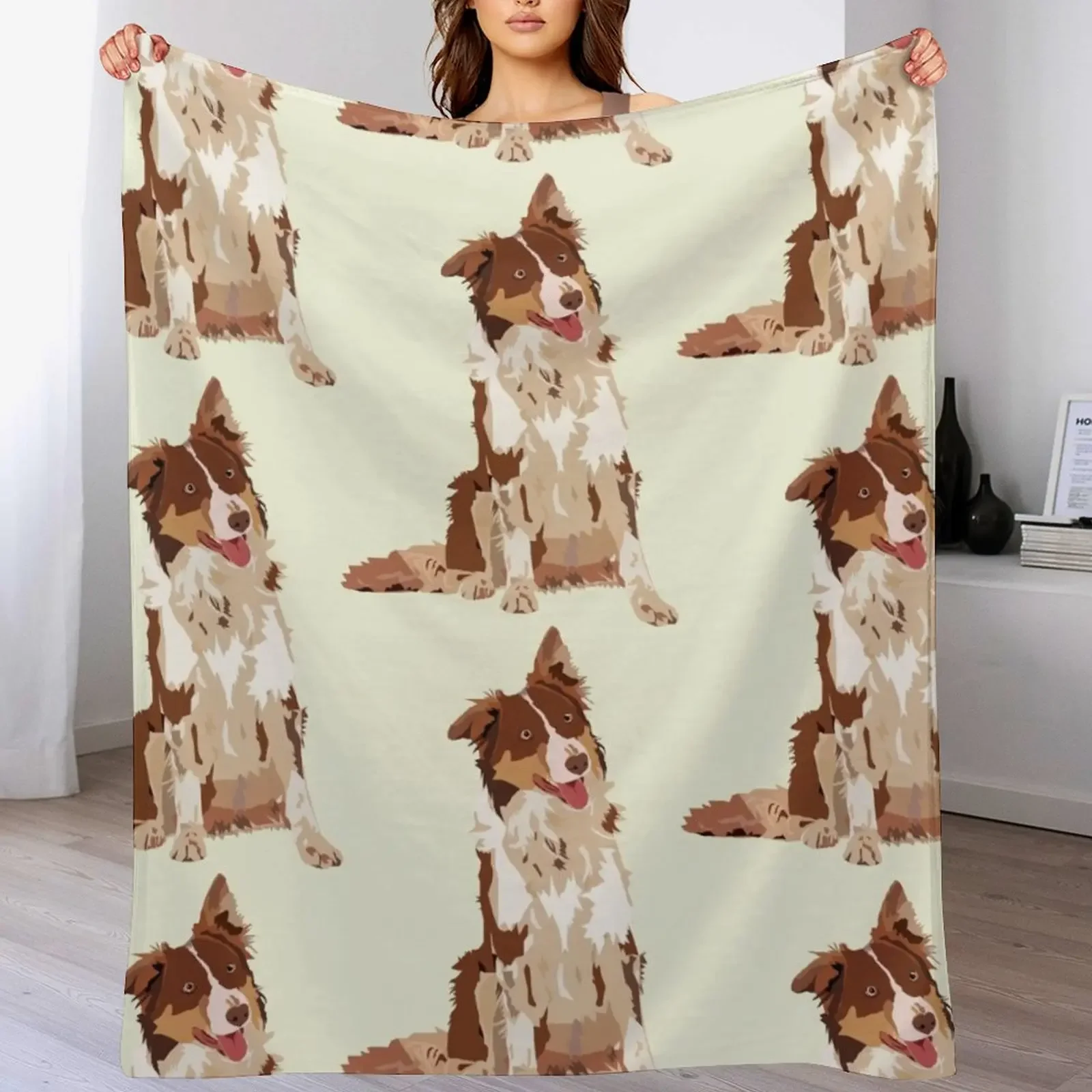

Brown Border Collie Happy Dog Throw Blanket for sofa Decoratives Blankets For Bed warm winter Blankets