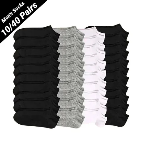 10/40 Pairs Men's Boat Socks Business Sport Sweat Absorption Mature Summer Autumn Solid Color Non Pilling Versatile Ankle Unisex