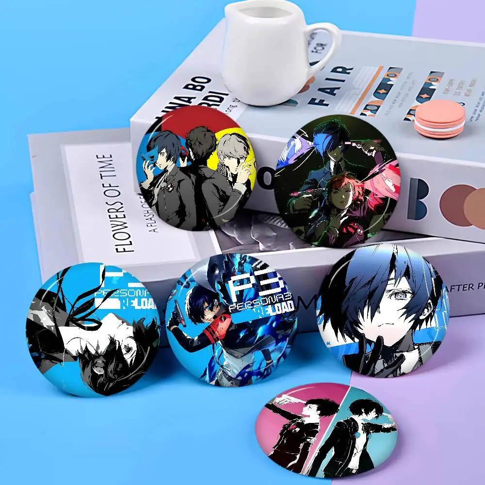 Anime Game Persona 3 Round Button Pins Slogan Creative Brooches Backpack Clothes Decoration Fashion Cartoon Jewelry Gifts