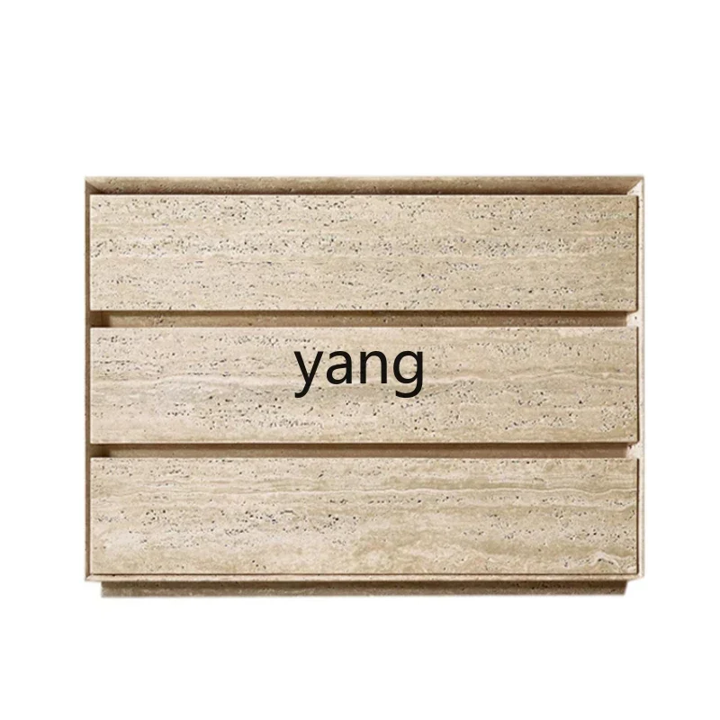 

LH natural travertine with drawers bedside table living room creative art sofa side table bedroom marble