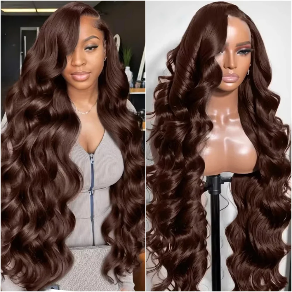 الجسم موجة الشوكولاته براون باروكة من شعر طبيعي 13X6 و 13X4 الدانتيل شعر مستعار أمامي 18-40 بوصة الدانتيل أمامي ملون البرازيلي قبل قطعها شعر مستعار