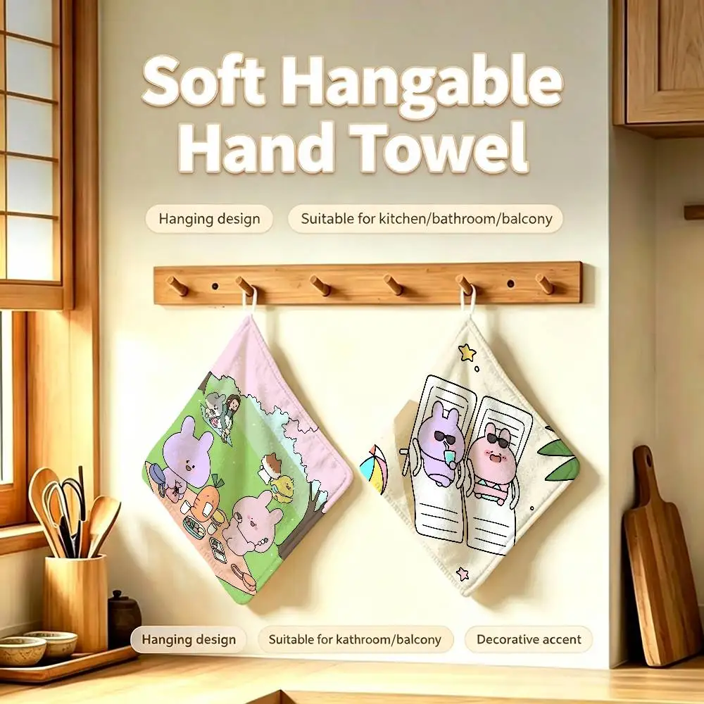 Cartoon Cute Asamimichaan Hanging Style Hand Wiping Towel Polyester Cotton Anti-fade For Indoor Kitchen Living Room