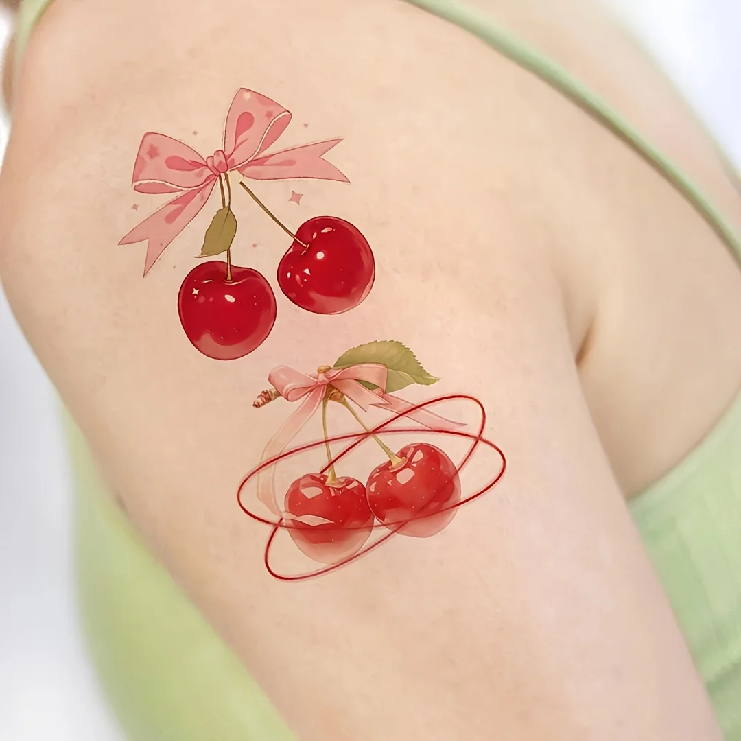 12 Blatt 3D Kirsche Temporäre Tattoo Aufkleber Sexy Rote Kirsche Fake Tattoo Für Hand Gesicht Körper Kunst Tattoo Aufkleber Nette Tattoo
