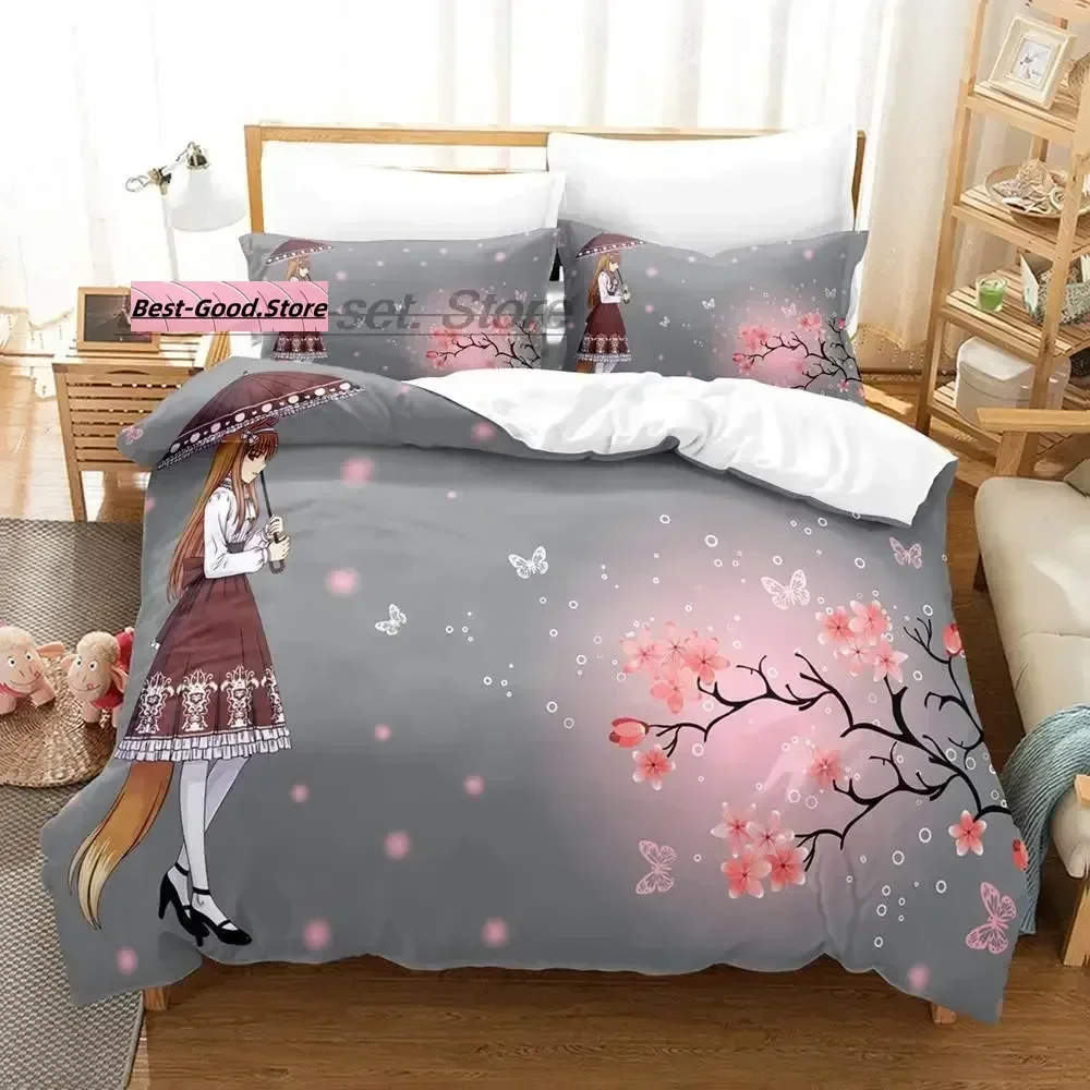 Spice and Wolf Bedding Set Single Twin Full Queen King Size Bed Set Aldult Kid Bedroom Duvetcover Sets 3D Print Anime 2022