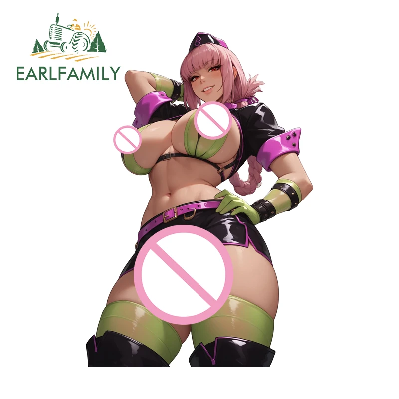 EARLFAMILY Futa Anime Girl Car Stickers Popular Fanart Item Rearview Mirror Trunk Decals Sunscreen Vinyl Trolley SUV Accessories