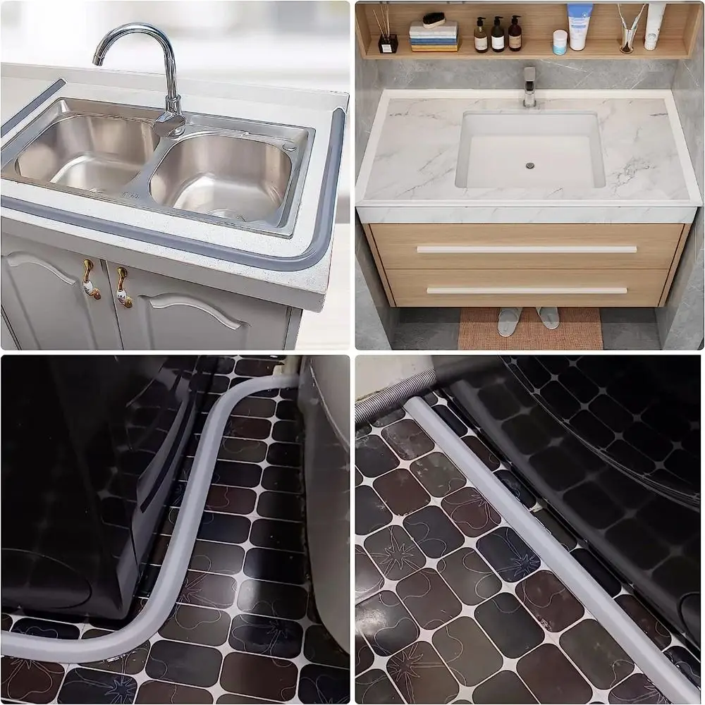 Professional Wet Dry Separation Shower Threshold Silicone Bathroom Shower Barrier Sink Collapsible Water Stopper Wash Machine