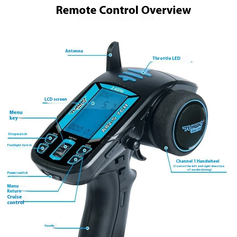 차량 및 선박용 수신기 Rc가 있는 원격 제어 7채널 Lcd 원격 제어 2.4g 총 제어