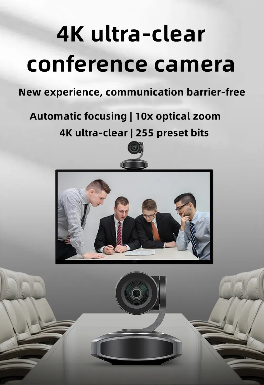 4K Ultra HD PTZ Camera AI Humanoid Tracking 10X Optical Zoom HDMI USB3.0 LAN POE Lens Auto Flip for Stage Church Live Streaming