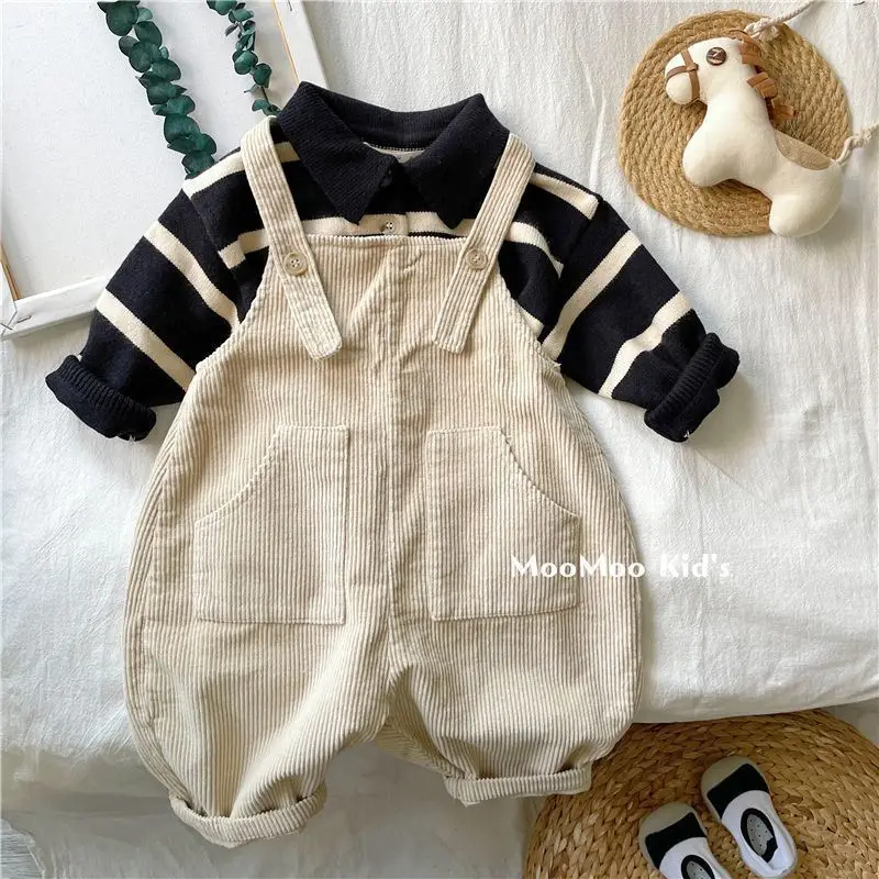 Children\'s Sweater Striped Spring and Autumn Boys and Girls\' Collar Sweater Baby Children\'s Clothing Sweater 2025 New
