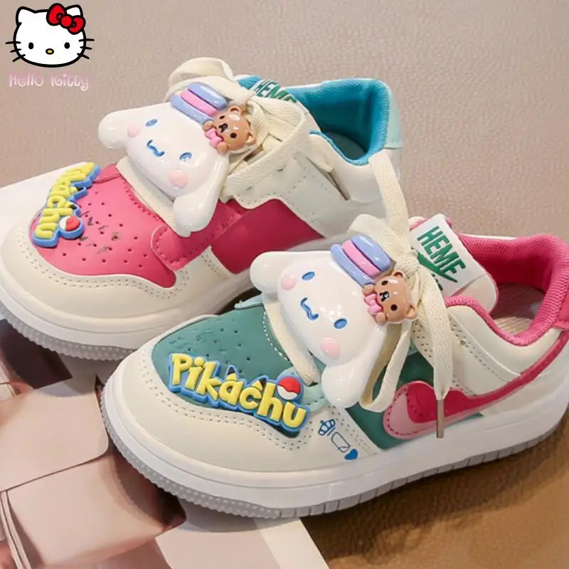 

Sanrio Children's Cinnamoroll Mandarin Duck Color Sneakers Cartoon Spring Autumn New Anime Leather Panel Shoes Kawaii Fashion