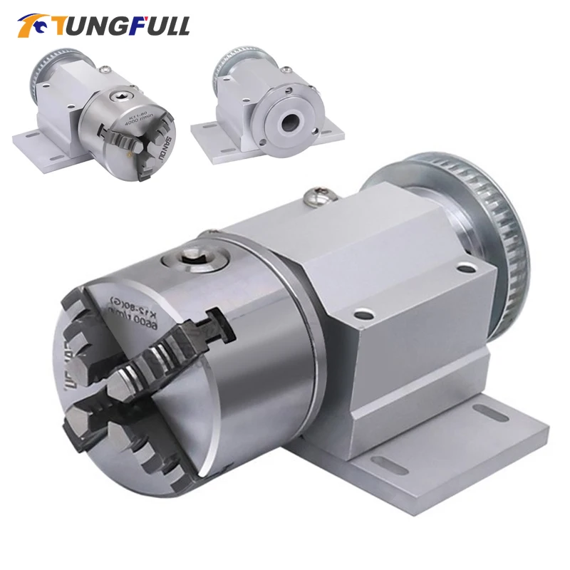 

80/100 Three Jaw/Four Jaw Chuck Micro Lathe Spindle Assembly Woodwork DIY Bead Machine Self Centering Hole Clamp