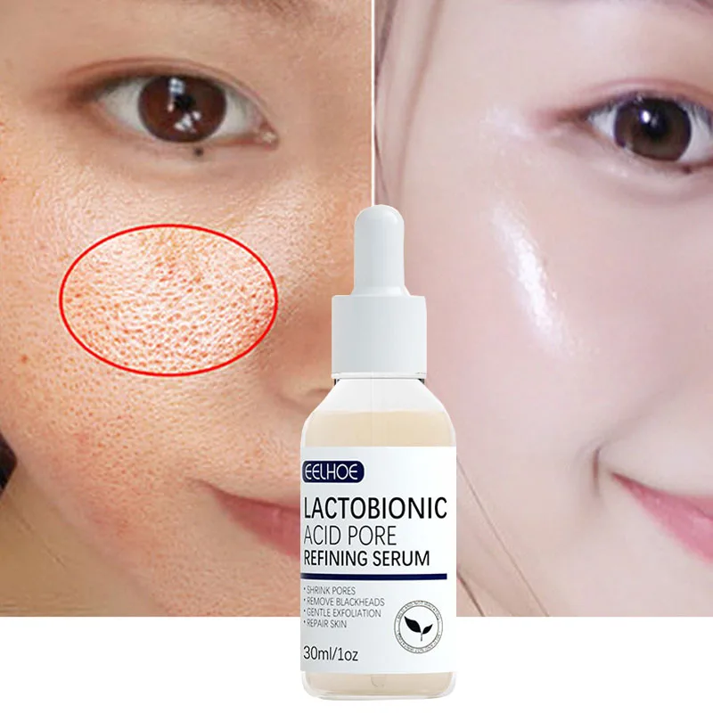 Lactobionic Acid Pore Shrink Face Serum Hyaluronic Acid Moisturizer Nourish Smooth Pores Repair Essence Firming Face Care 30ml