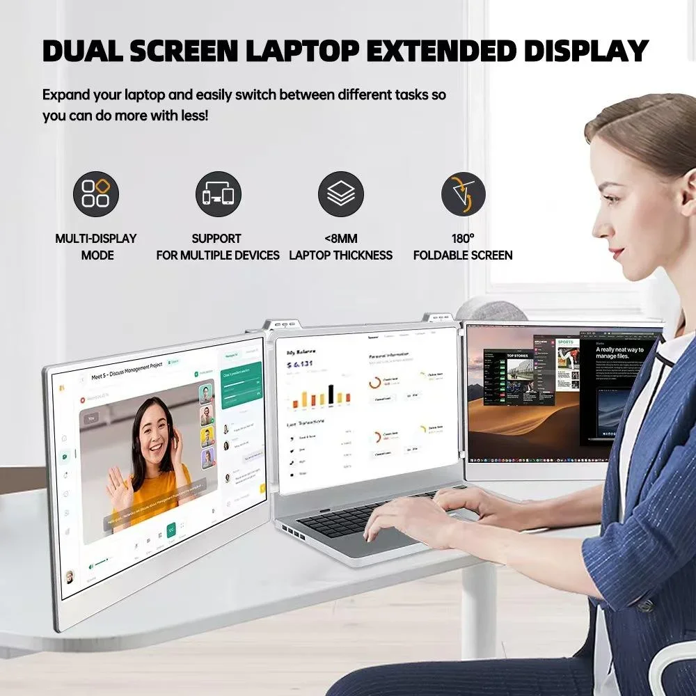 Best Seller 2026 New Product 14-inch LCD Portable Triple Display Gaming Laptop With Dual Expanders For Business Use And Technolo