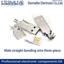 USB 2.0 V8 Type A Male Welded straight plate three piece set Welding Straight Vertical Connector Needle Welding Wire PCB DIY