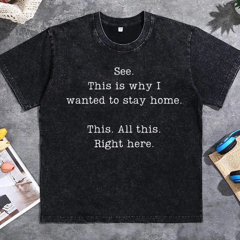 See This Is Why I Wanted To Stay Home Tshirt Funny Saying T-shirt Casual Cotton Short Sleeve Round Neck Printed Tshirts