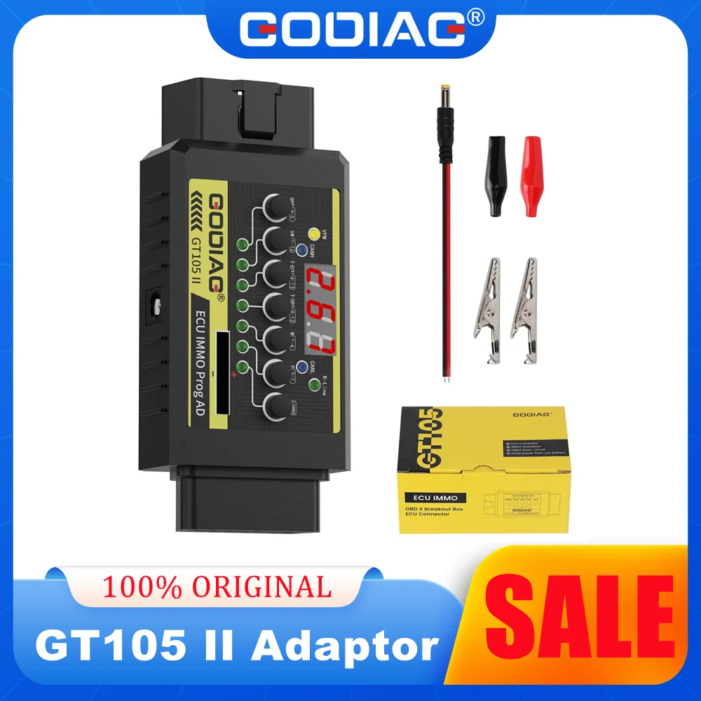 GODIAG GT105 II ECU IMMO Prog Obd2 صندوق الكسر ECU موصل عرض جهد السيارة جهد بطارية السيارة