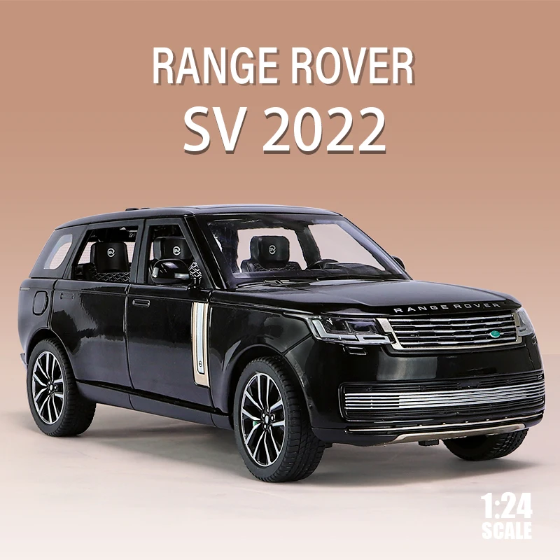 Range Rover SV2022 SUV Diecast Car Model, 1-24 Diecast Veículo Metálico, Coleção de Brinquedos em Miniatura, Puxar Luz, Som