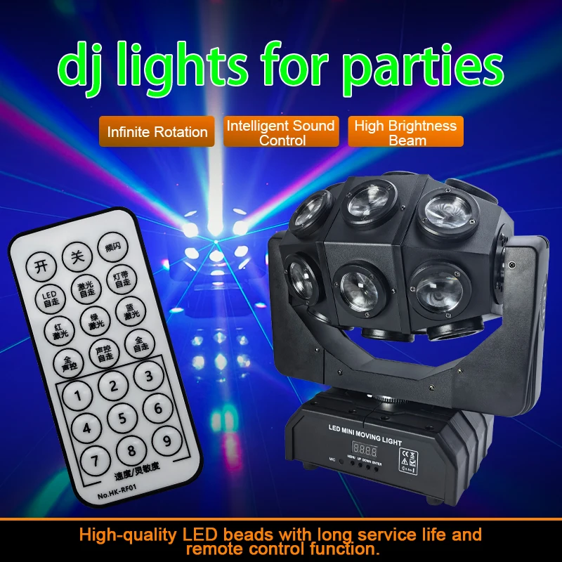 200W High Brightnes 18 Beam Moving Head Stage Light RGBW 4in1 Laser Beam DMX512 Sound Auto Control DJ Disco Bar Party KTV Effect