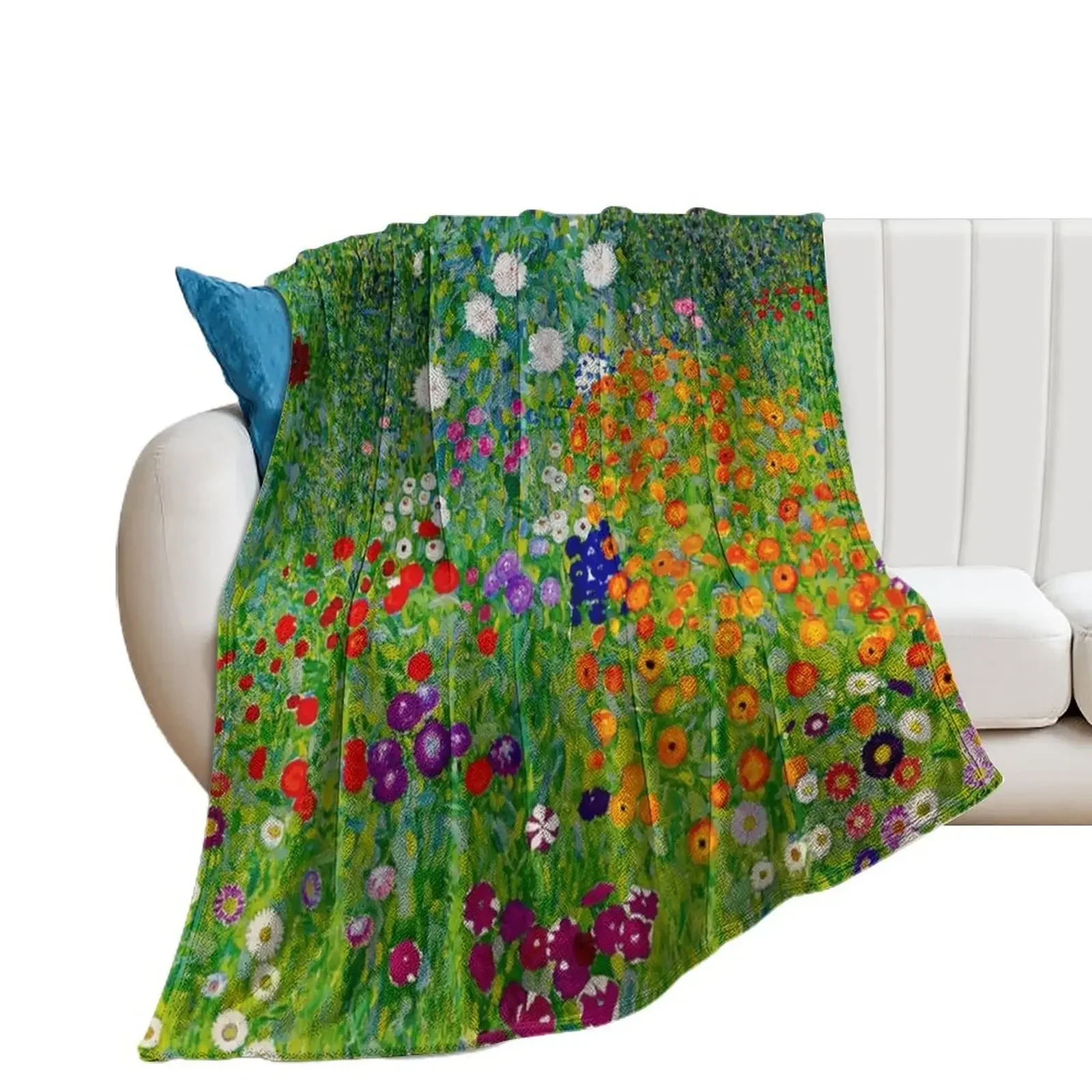 

Flower Garden/ Blumengarten - Gustav Klimt Art Nouveau Floral Throw Blanket Thin decorative Blankets