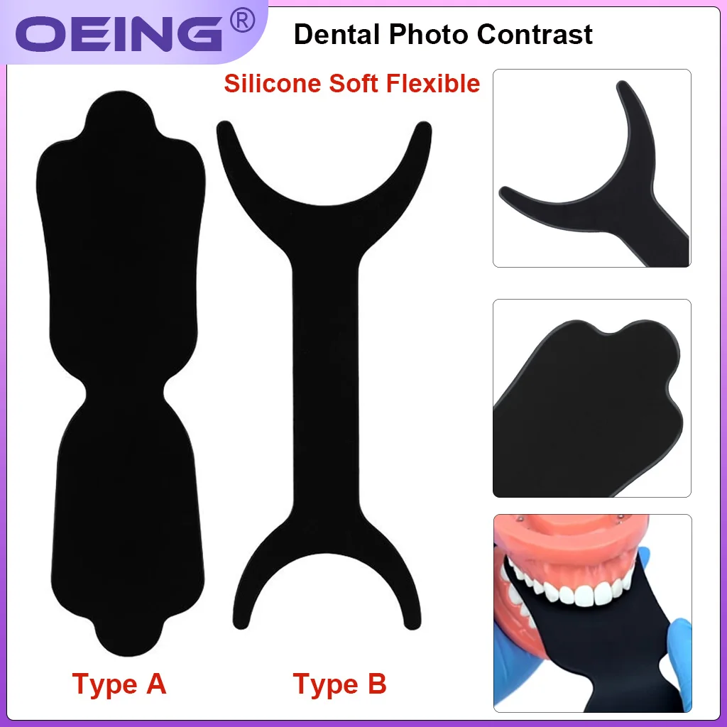 Dental Photo Contrast Board Autoclavable Silicone Oral Cheek Plate Black Background Board Bendable Dental Photography Mirror