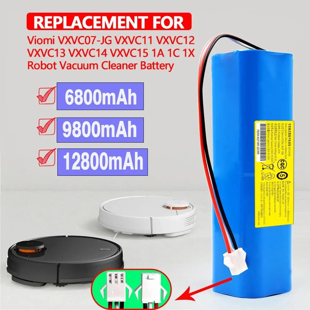 For XiaoMi Lydsto R1 Viomi S9  Roidmi Eve Plus Rechargeable  Li-ion Battery Robot Vacuum Cleaner R1 Battery Pack 14.V 12800mAh