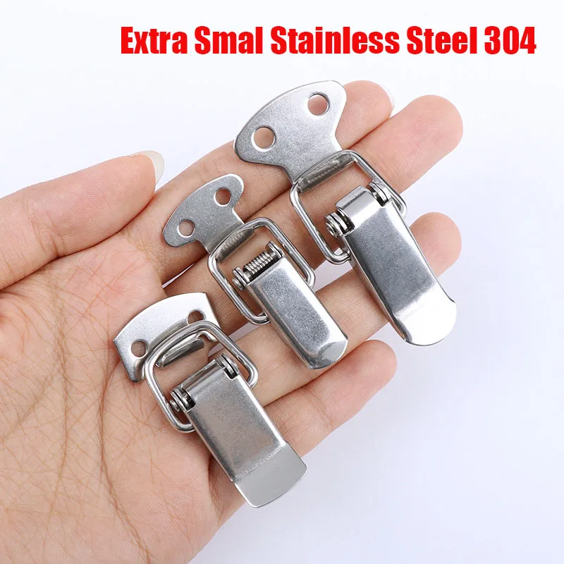 Extra Smal Stainless Steel 304 Toolbox Locking Latch Hasps Metal Toggle Catch Clasp Box Loaded Hinges Furniture Hardware Accesso