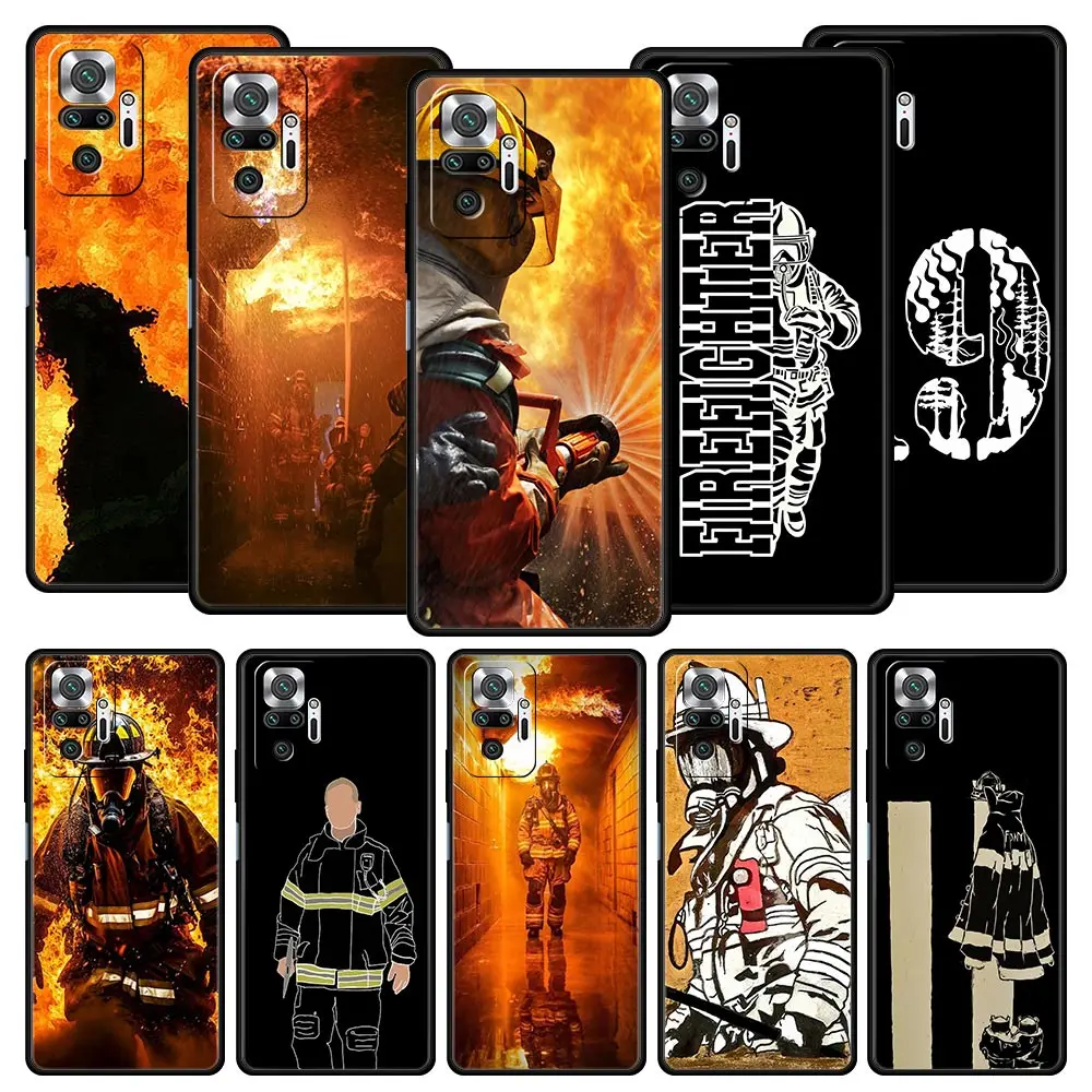 Phone Case For Xiaomi Redmi Note 14 13 12 5G 11 10 Pro Plus 4G 9S 9 14C 13C 12C 10C 9C 9A Soft TPU Cover Fireman Firefighter