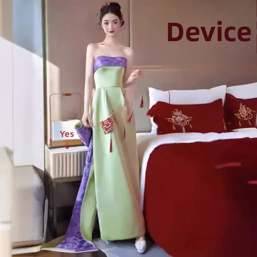 

een китайское свадебное платье вечернее платье женское невесты на заказ легкое роскошное платье с ремешком