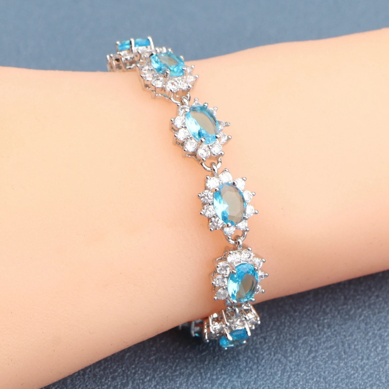 925 Silver  Charm Cubic Zircon Bracelets For Women Wedding Jewelry 18+2CM Length