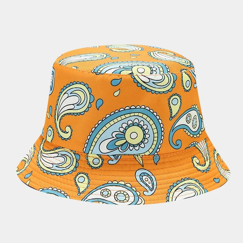 New Unisex Vintage Bucket Hat Men Women Paisley Flower Print Reversible Sun Cap Summer Panama Fashion Fishing Fisherman Hats