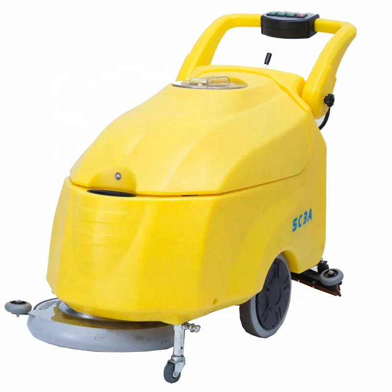 new design low noise 17inch single brush battery type walk behind scrubber burnishing floor cleaning machine with squeegee