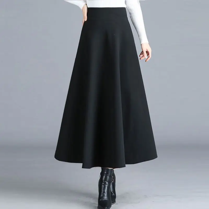 Temperament Fashion Solid Color Pocket A-line Skirt High Waisted Office All-match Casual Slim Summer Lady Umbrella Skirt