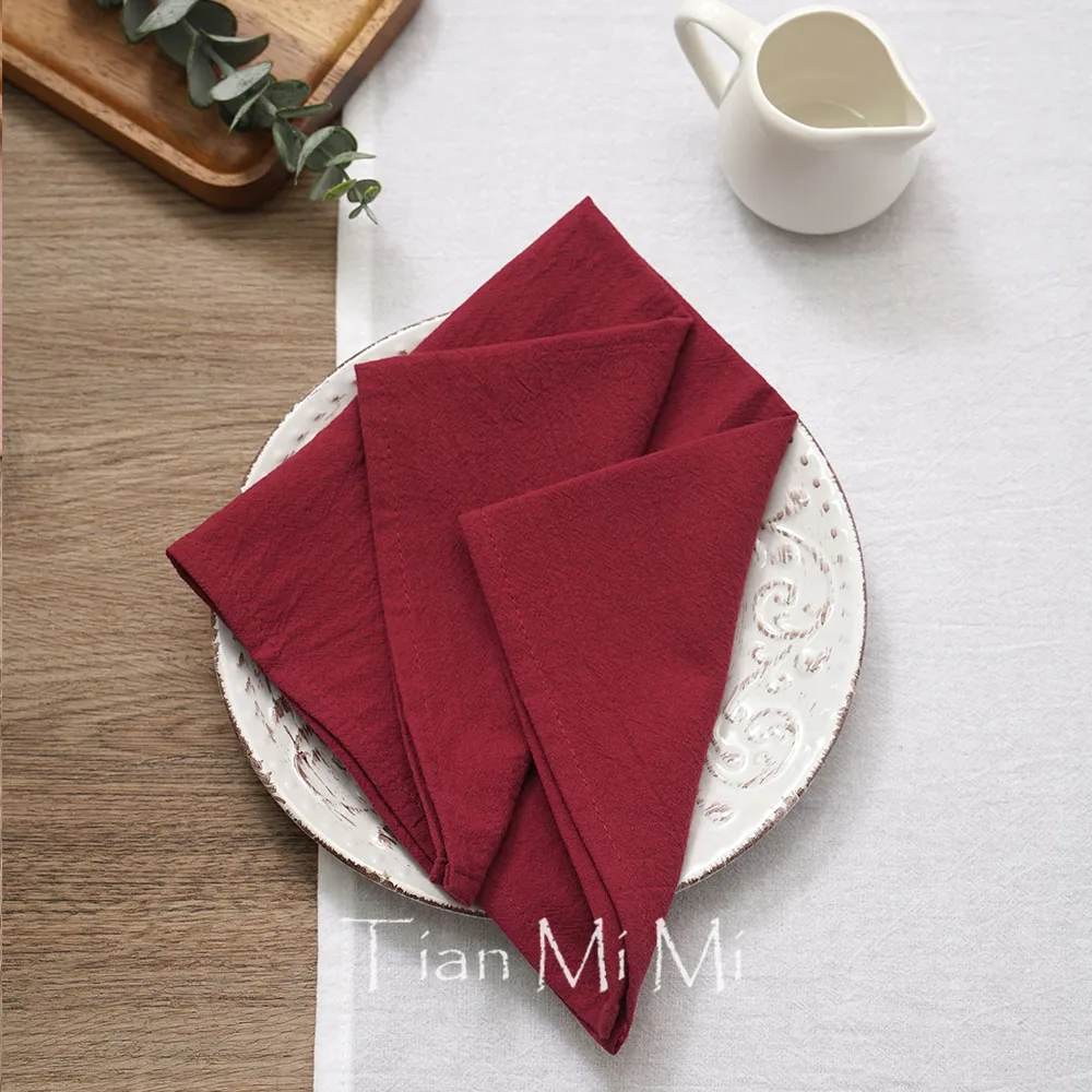 Cloth Napkins 40cm X 40cm Soft Plain Cotton Vintage Table Napkin for Rustic Dinner Home Thanksgiving Wedding Party Table Decor
