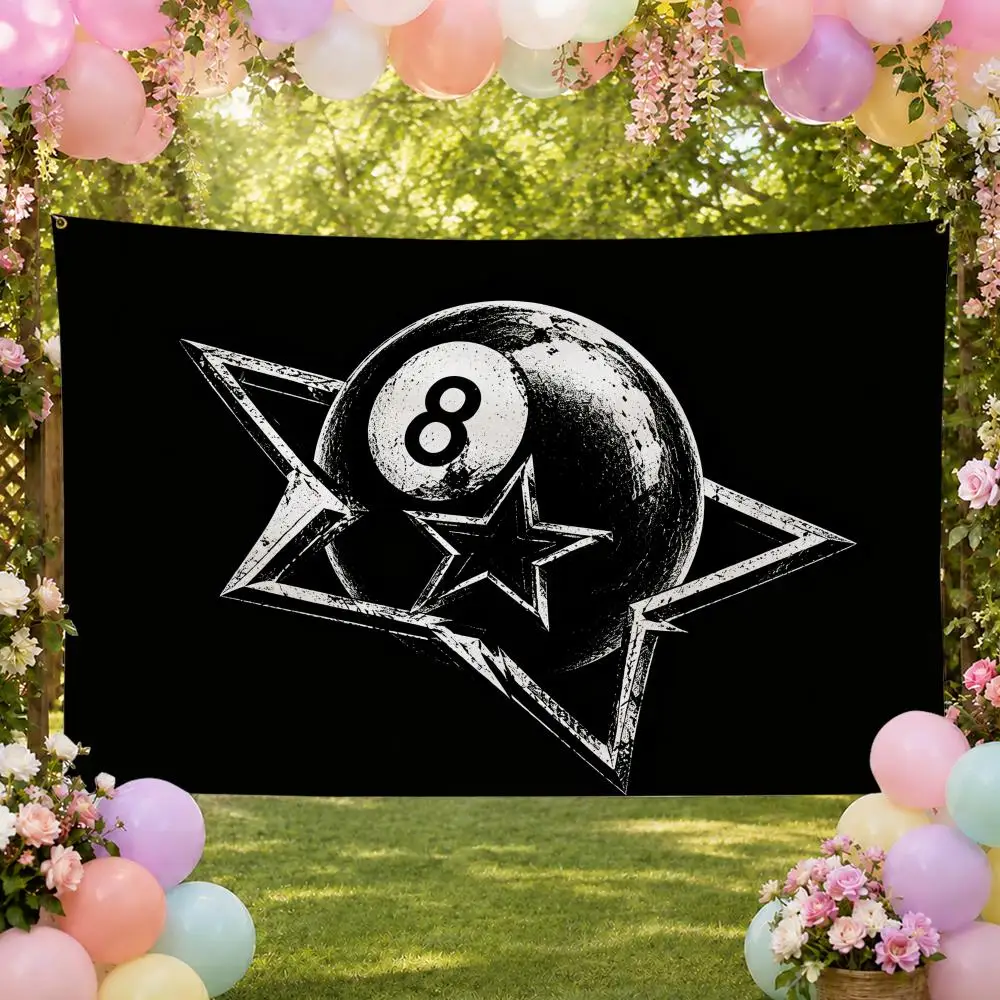 Game Retro Magic 8 Ball Flags Fan Banner Tapestry Wall Hanging Garage BarDorm Camp Party Outdoor Home Decor Gift
