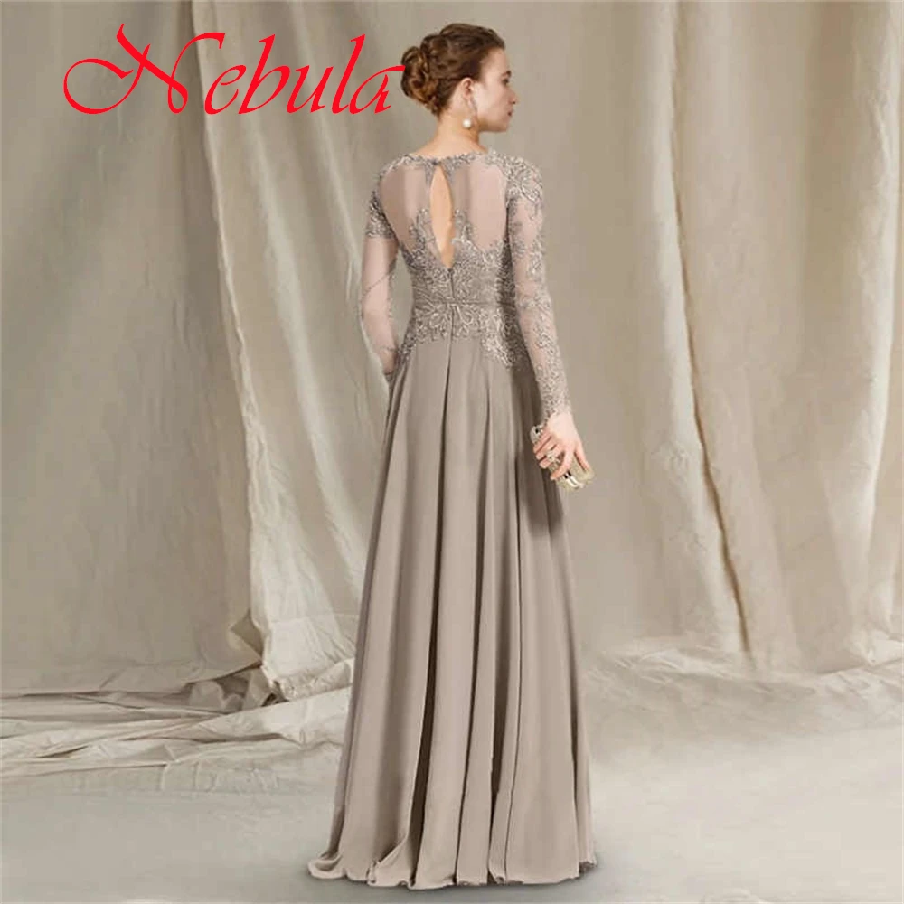 Vestido de noche de Jersey gris con temperamento personalizado, vestido de cóctel de manga larga con escote redondo delicado, vestidos exquisitos para ocasiones especiales