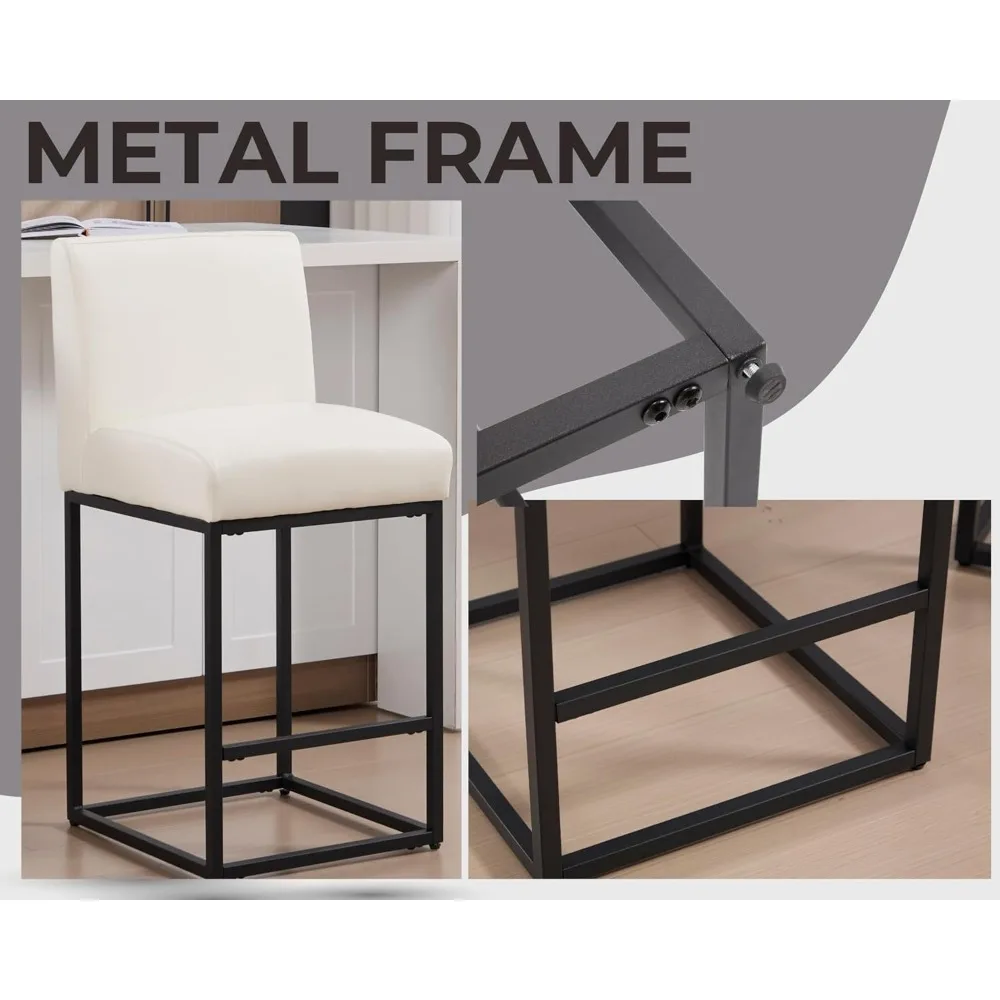 مقاعد بار بارتفاع عداد 27 بوصة من الجلد الصناعي مع ظهر مبطن، كراسي حديثة منجدة مع بلاك مي #6