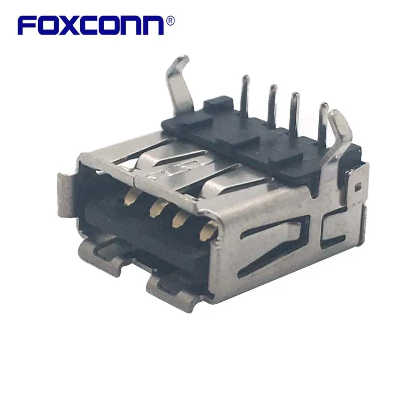 USB Type A Standard Port Female Solder Jacks Connector PCB Socket Straight Leg Roll Edge Black Glue