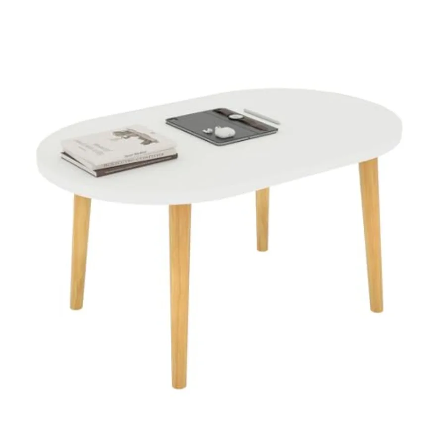 

Oval Coffee Table Low Table with 4 Solid Wood Sturdy Legs, Floor Table Desk for Sitting on The Floor, 19.7"D x 31.5"W x 16"H In