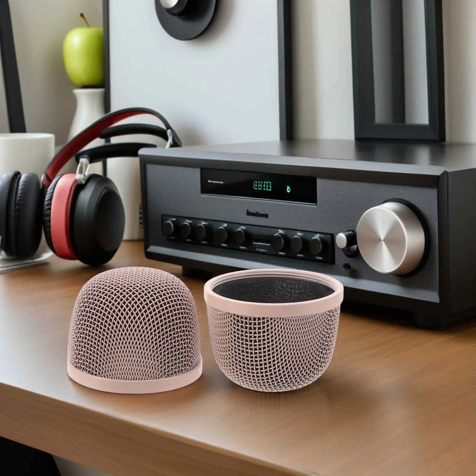 

2Pcs Metal Mic Grille Replacement Mesh Head Cover for Microphone Windscreen Protector Dustproof Moisture Resistant Professional