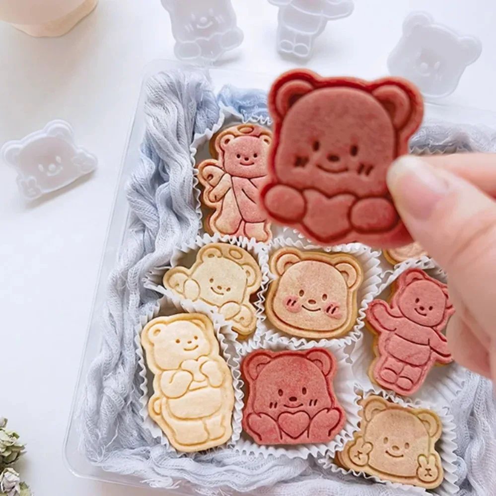 Nong Noey Cookie Cutters Cartoon Bear Biscuit Mold Cookie Stamp Kitchen Baking Pastry Bakeware Dessert Supplies