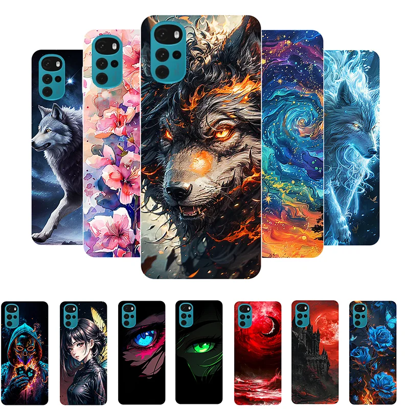 For Motorola Moto G22 Case XT2231-2 Wolf Flower Painted Cover Soft Silicone Phone Case For Moto G22 G 22 MotoG22 Back Cover Capa