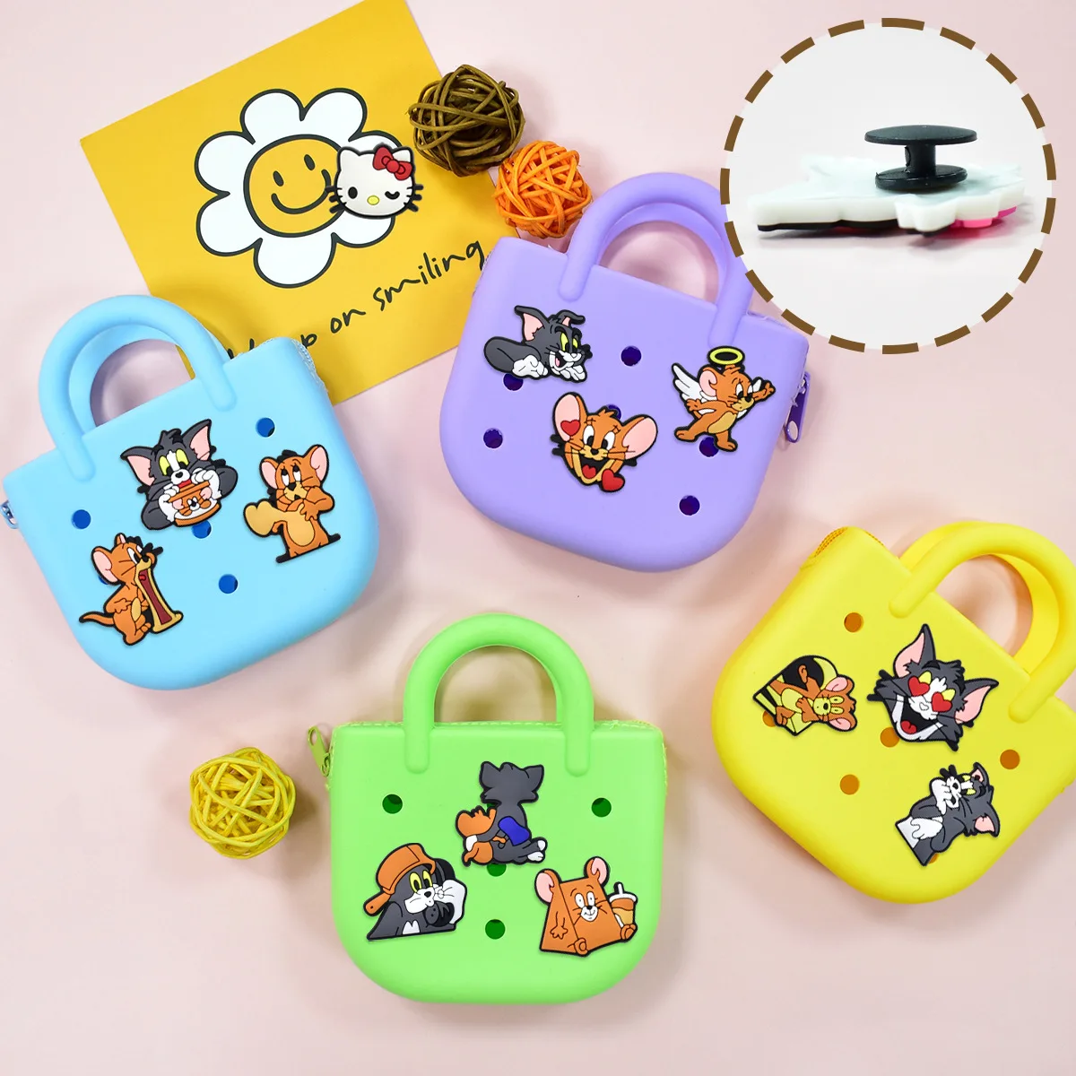 14Pcs Comic Cat Mouse Shoe Charms For Slides Sandals DIY Custom Accessories Unisex Shoe Ornaments Cute Cartoon Decor Charms