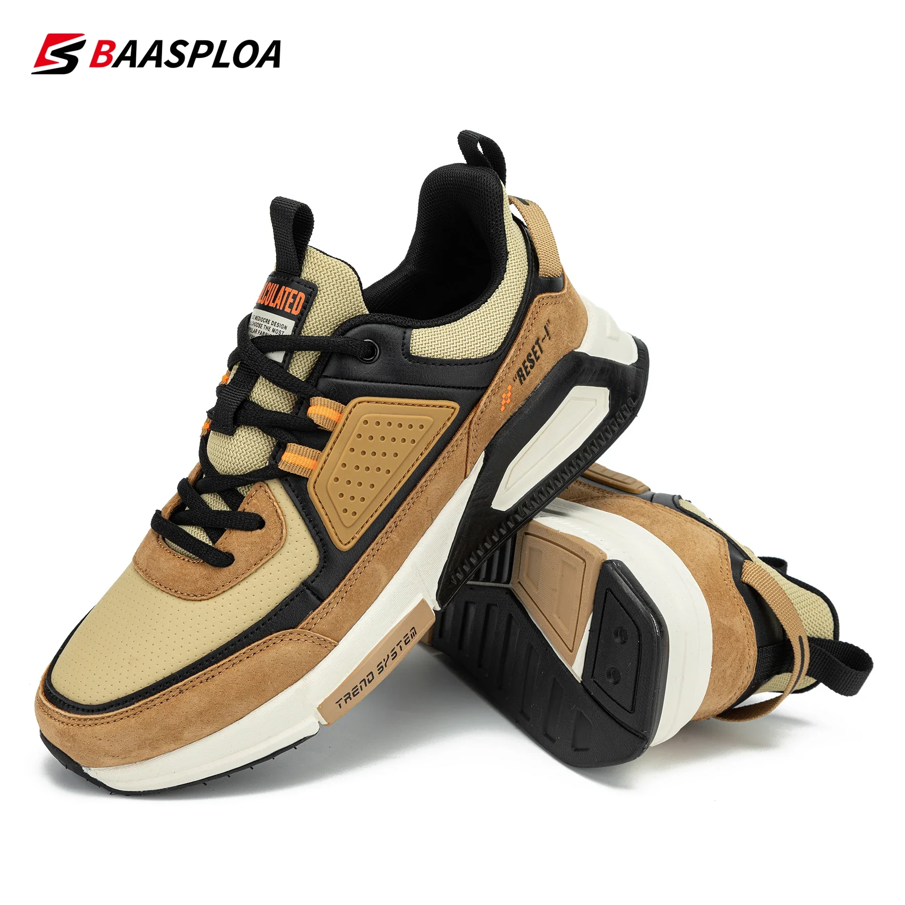 Baasploa Fashion Walking Shoes For Men 2024 Casual Men\'s Designer Leather Lightweight Sneakers Male Outdoor Sports Running Shoes