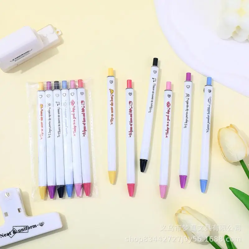 Kawaii Sanrio Hello Kitty Cinnamoroll Pochacco Neutral Pen Square Pen Spring Pen Head 0.5Mm Quick Drying Pen Stationery For Girl