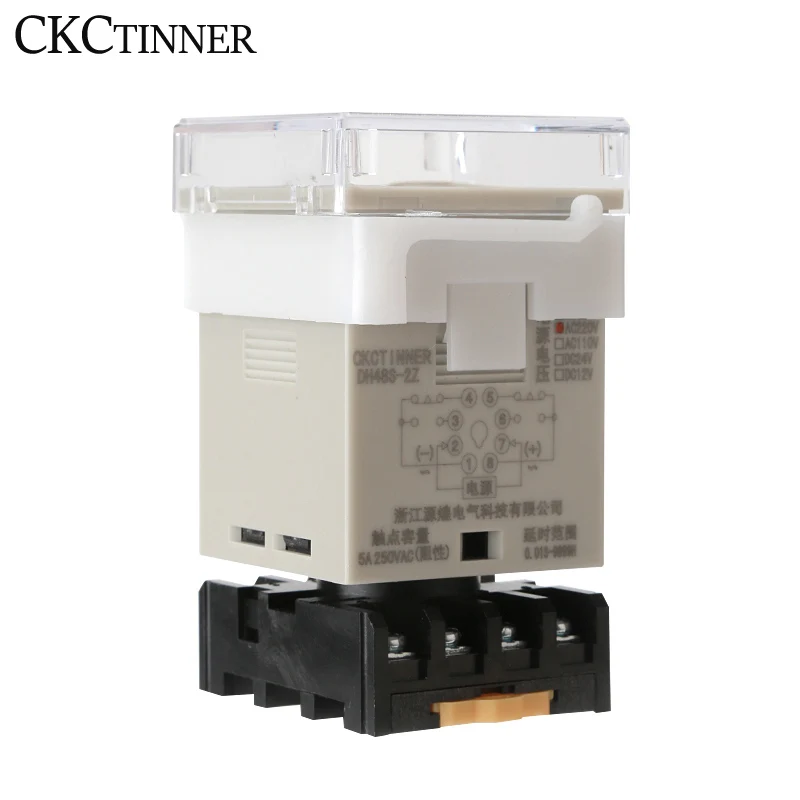 Digital Time Relay DH48S-S/1Z/2Z Programmable Cycle Delay AC220V AC380V DC24V DC12V With Socket Base 8 Pin Din Rail 0.01S-9999H